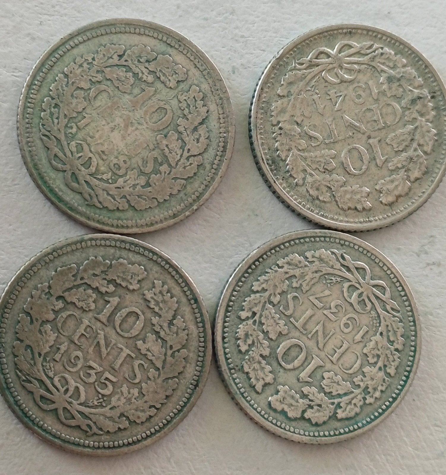 Mooie kavel van 16 zilveren dubbeltjes Wilhelmina, Ophalen, Koningin Wilhelmina, 10 cent, Zilver