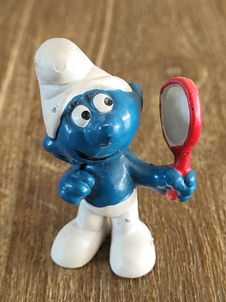 IJdele smurf met spiegel - Hong Kong -, Ophalen of Verzenden, Zo goed als nieuw, Overige Smurfen, Poppetje, Figuurtje of Knuffel
