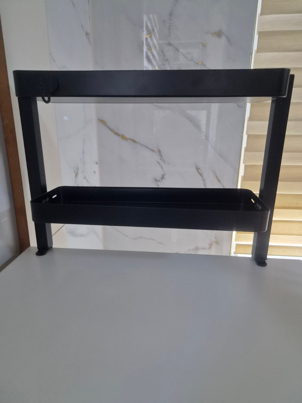 IKEA VATTENKAR rek met klem, 2 schappen, zwart metaal, Ophalen of Verzenden, Zo goed als nieuw
