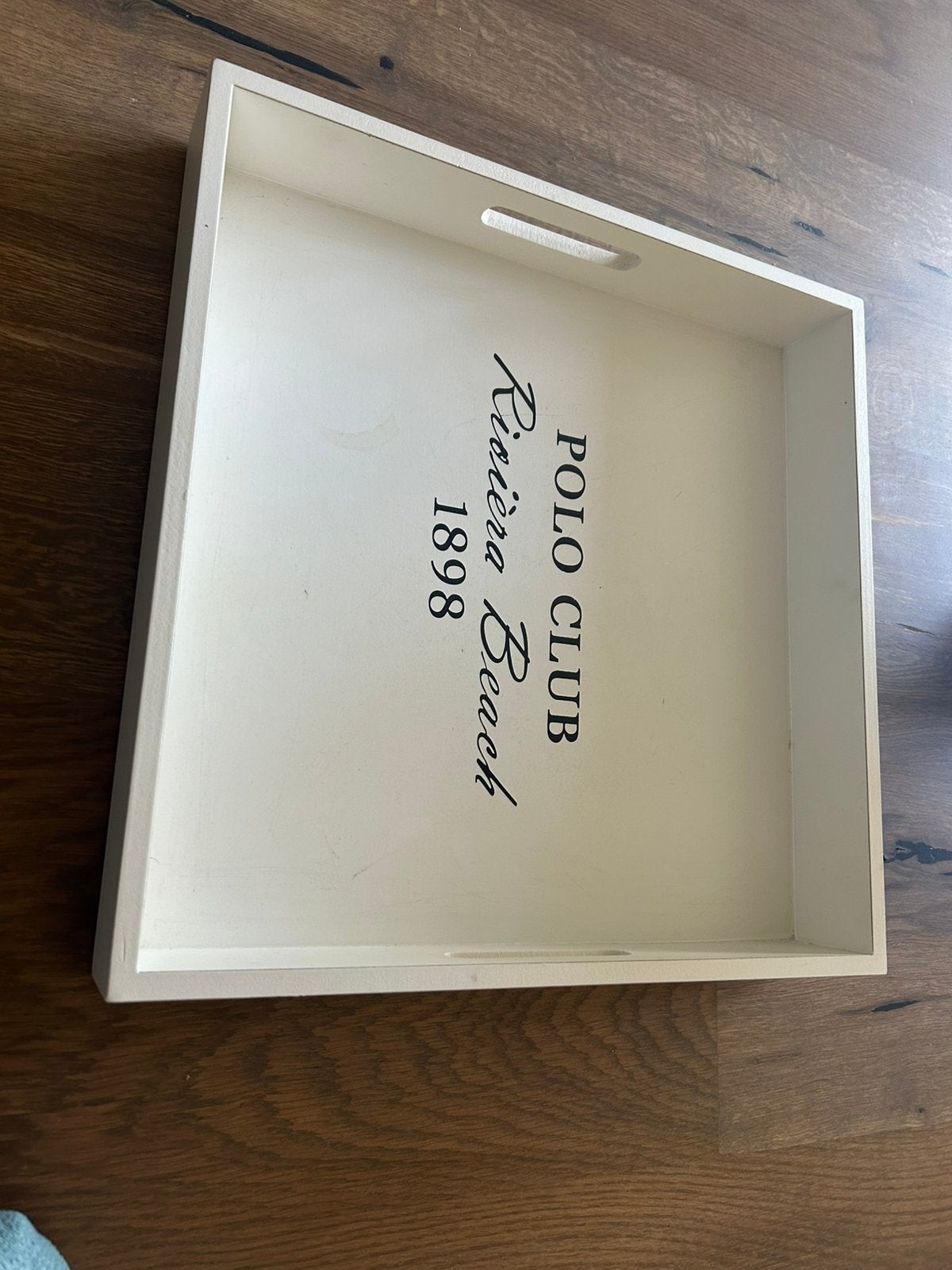 Dienblad 35,5 x 35,5 polo club riviera beach wit vierkant, Ophalen, Zo goed als nieuw, Rechthoekig, Hout