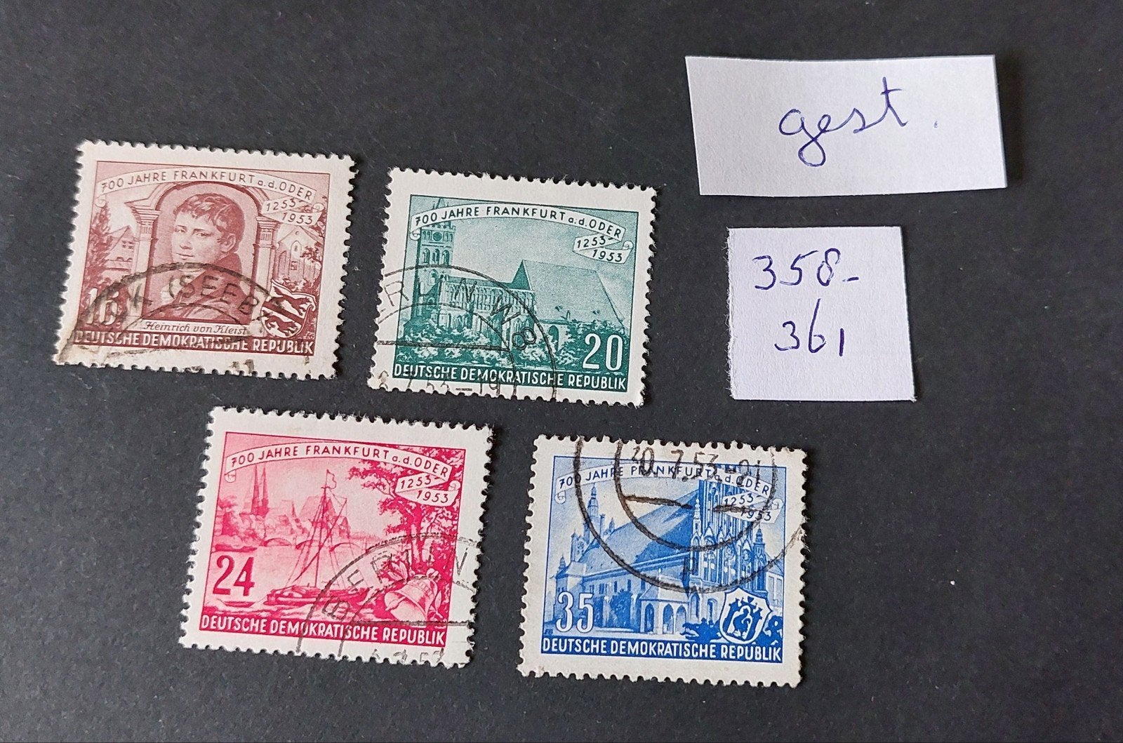 DDR postzegels 358-361, Postzegels en Munten, Postzegels | Europa | Duitsland, Ophalen of Verzenden, DDR