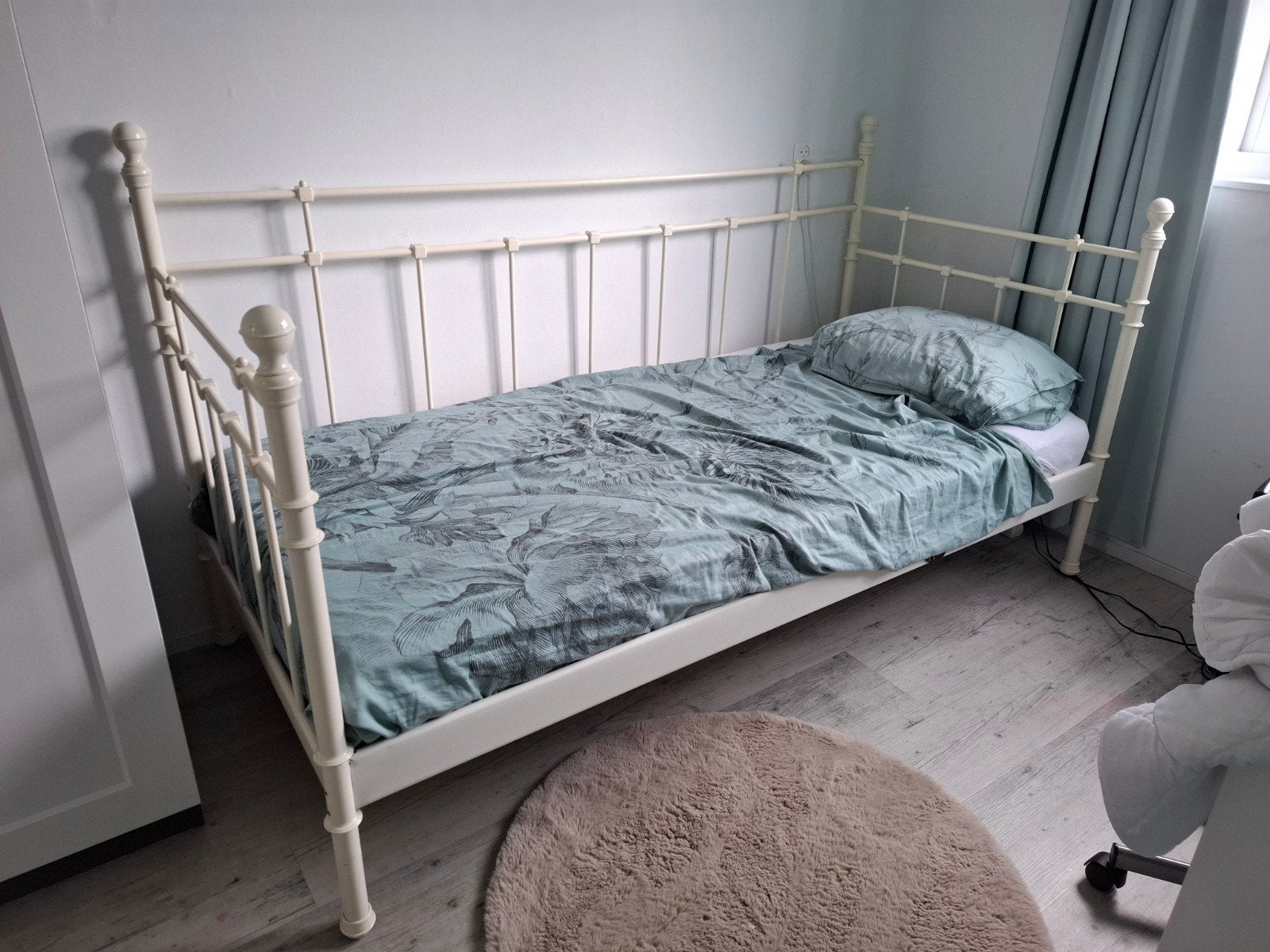 Stevig Ikea bed, 90 cm, Eenpersoons, Wit, Ophalen of Verzenden