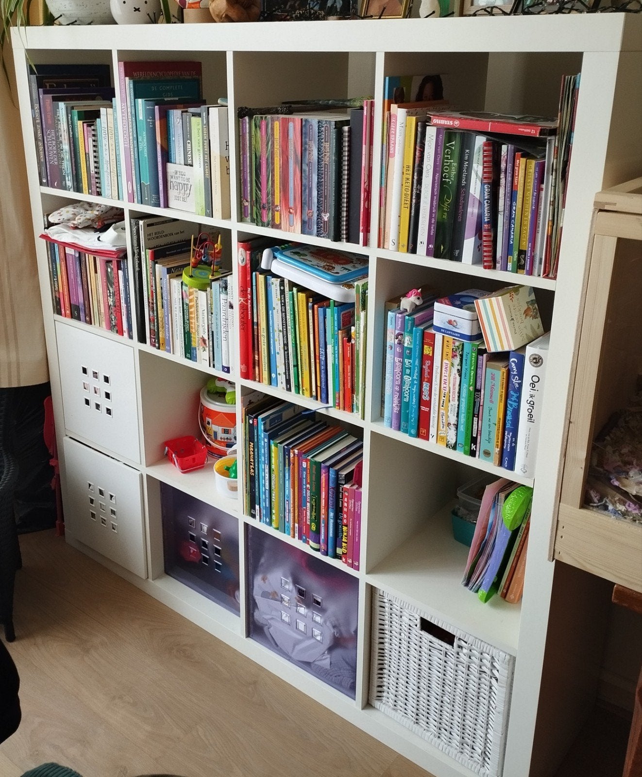 Witte IKEA Kallax kast 16 vakken, Ophalen, Gebruikt, 100 tot 150 cm, 100 tot 150 cm