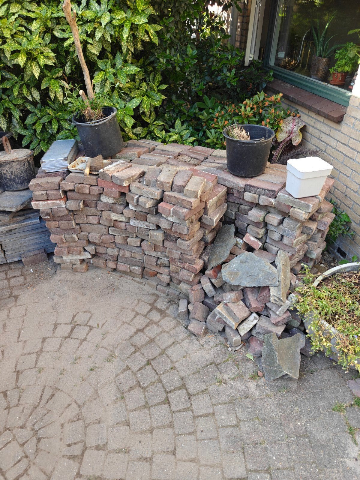 Waaltjes, 5 duimers, sierkeien en natuursteen platen, Tuin en Terras, Tegels en Klinkers, Ophalen, Gebruikt, Overige typen, Natuursteen