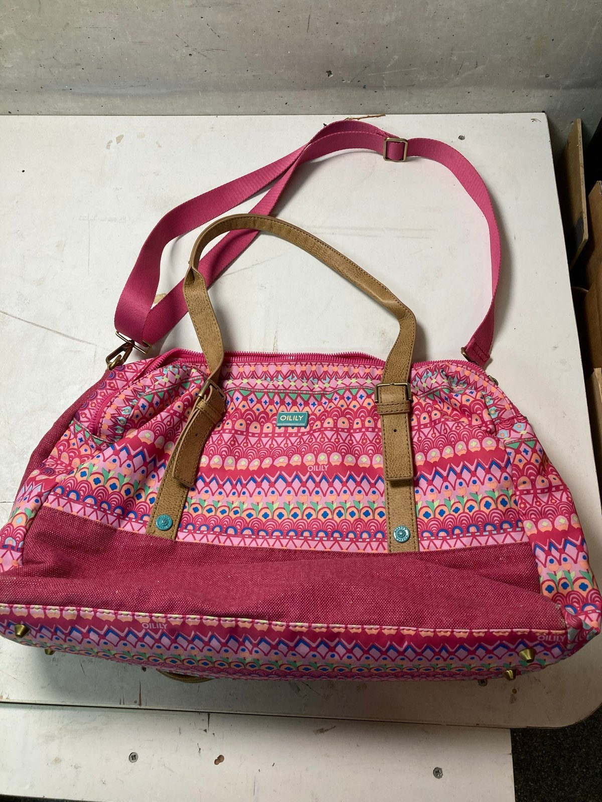 Oilily schoudertas/handtas met vrolijke print, Ophalen of Verzenden, Gebruikt, Roze, Handtas