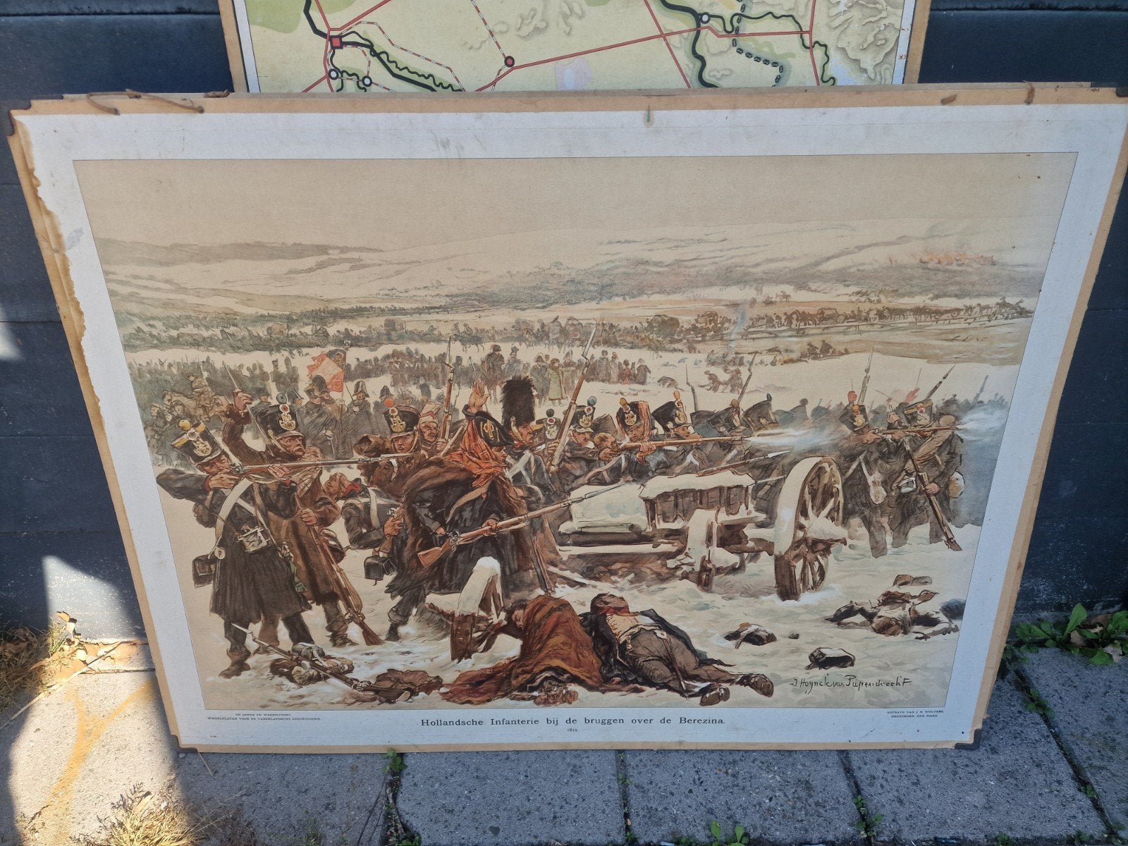 Schoolplaat: Hollandse infanterie bij Berezina, Antiek en Kunst, Ophalen of Verzenden, Geschiedenis
