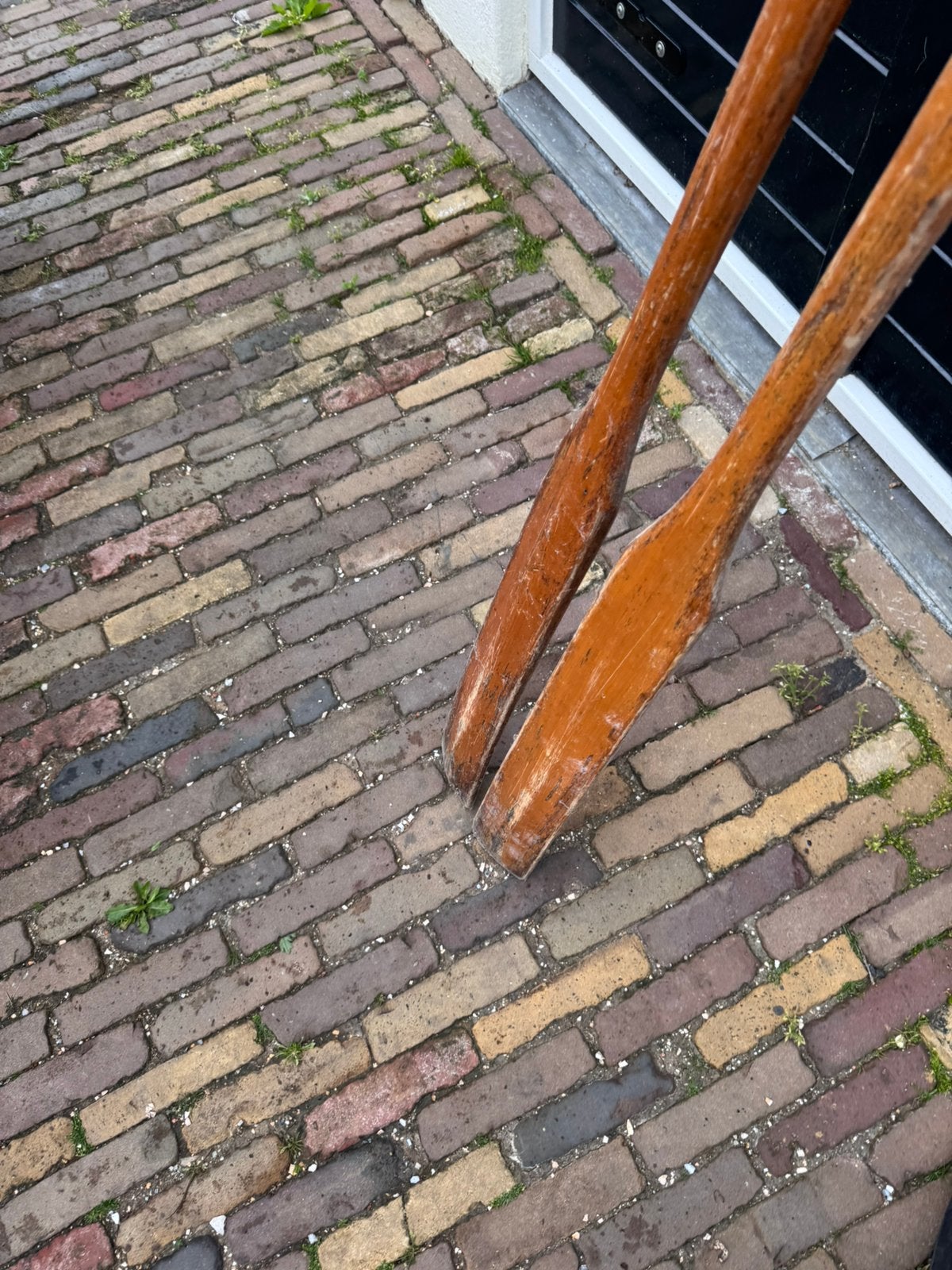 Originele vintage houten peddels / roeispanen, Ophalen, Gebruikt