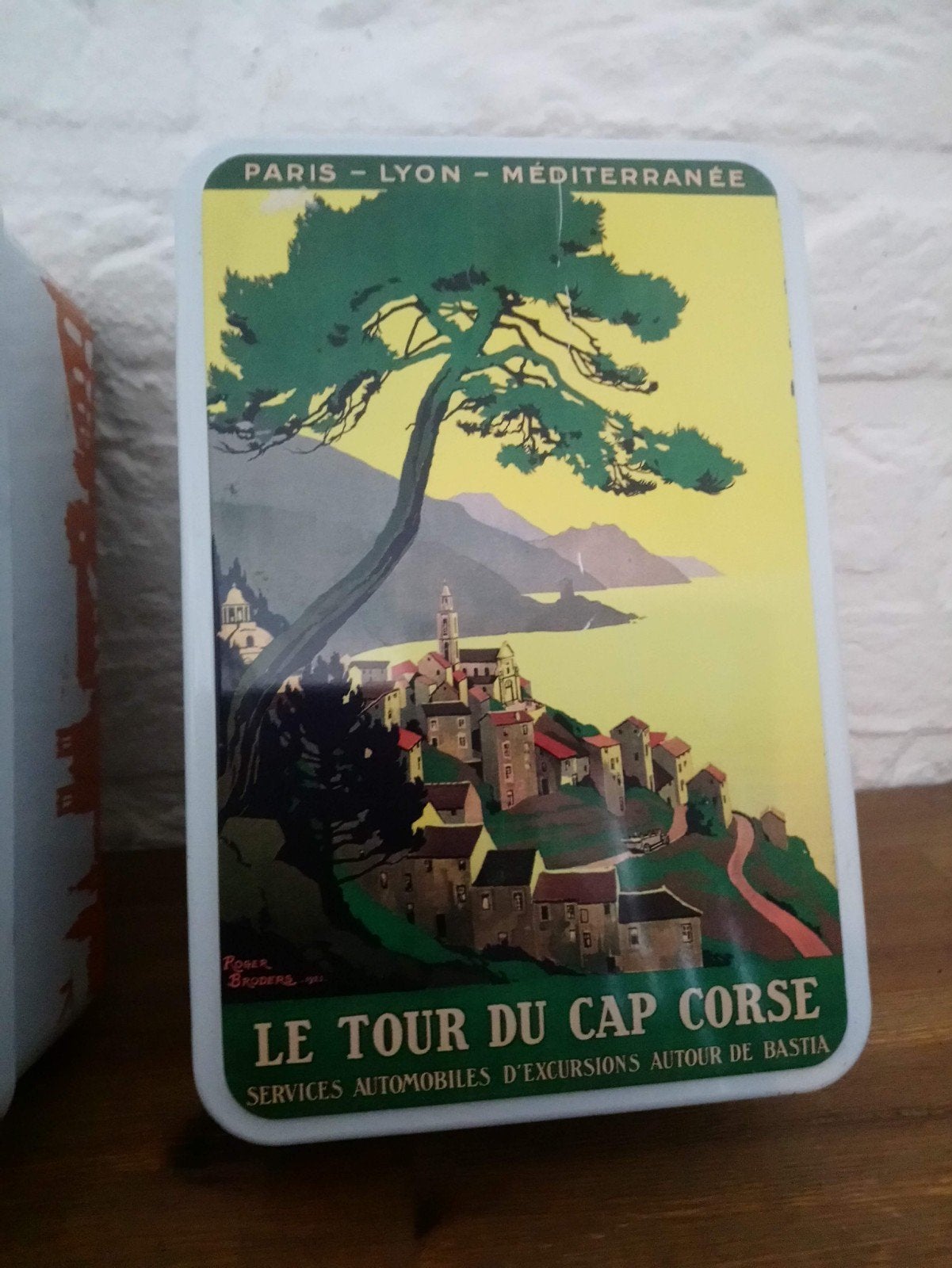 Set van 2 vintage Franse koekblikken met reisposters, Ophalen of Verzenden