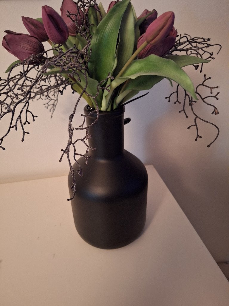 Glazen vaas zwart, Ophalen, Gebruikt, Glas, Zwart