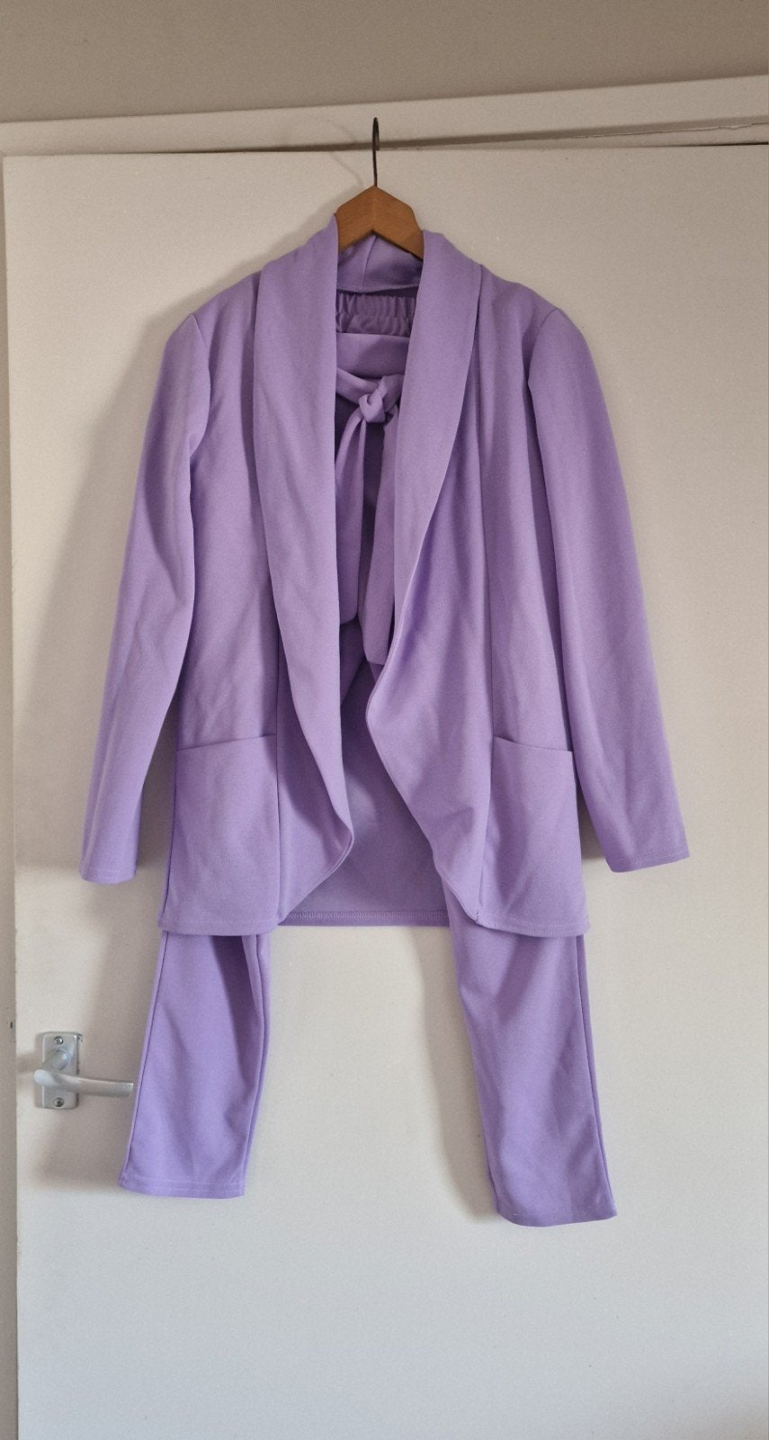 Lila pak: blazer en pantalon - Maat S/M, Maat 38/40 (M), Paars, Ophalen of Verzenden, Lang