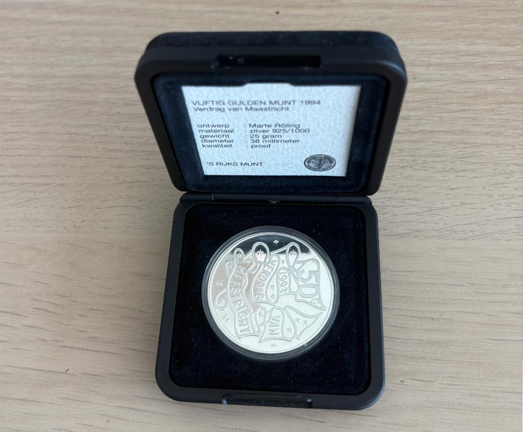 50 gulden munt PROOF, Verzenden, Koningin Beatrix, Zilver, Losse munt