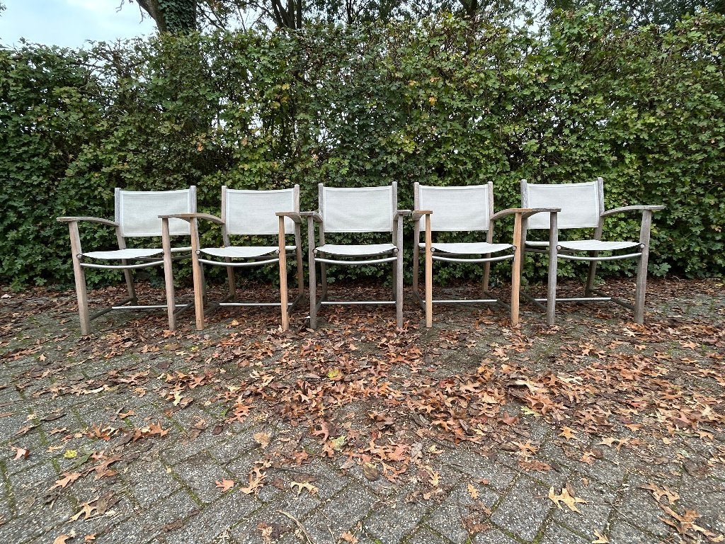 5 Gloster tuinstoelen type Riviera - 60 euro per stuk, Ophalen, Gebruikt, -, -