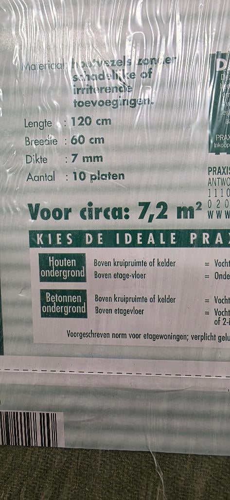 Ondervloer isolatie platen voor laminaat., Ophalen, Overige materialen, 30 cm of meer, 50 tot 150 cm