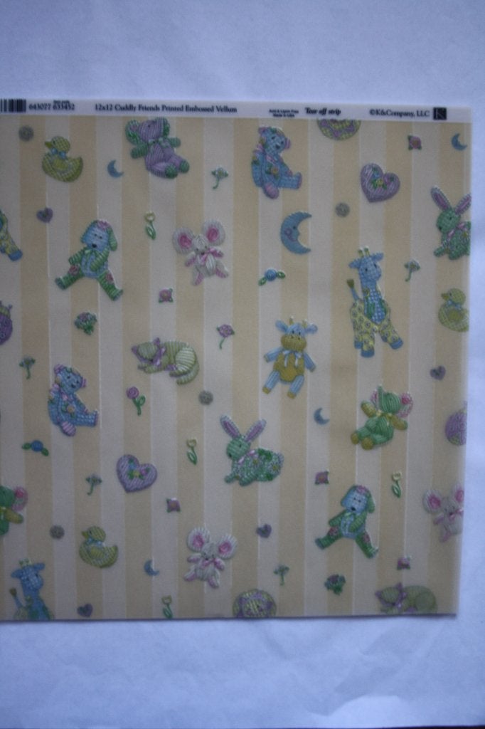 15 vel cuddly frends embossing vellum cuddly friends 0860, Ophalen of Verzenden, Nieuw, Papier of Karton, Overige merken