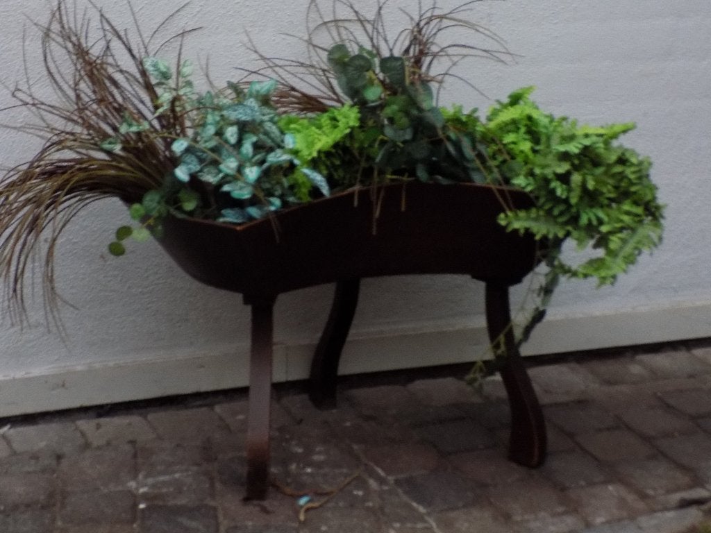 Plantenbak bloembak hout vintage gebogen model rural style, Overige materialen, Gebruikt, Ophalen of Verzenden, Minder dan 25 cm