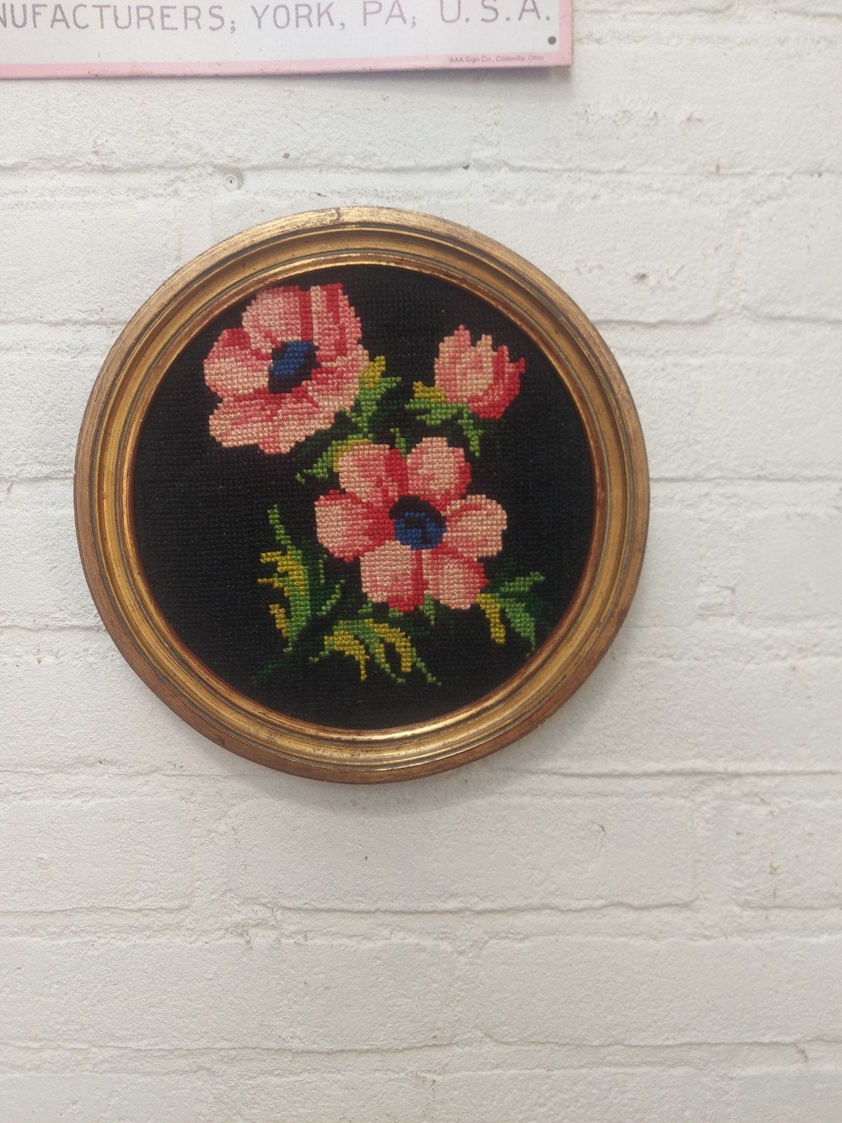 prachtig Brocante Bois-Doré lijst met geborduurde bloemen, Ophalen of Verzenden