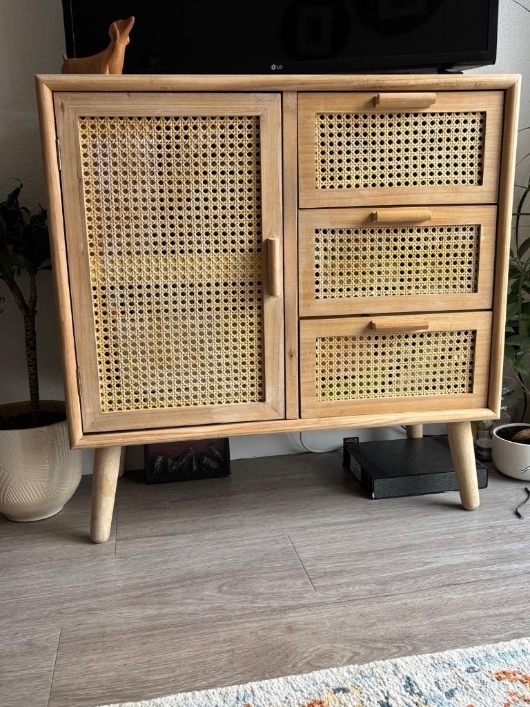 Webbing Java kast met 1 deur en 3 laden - 75x74.5x35 cm, Ophalen of Verzenden, Gebruikt