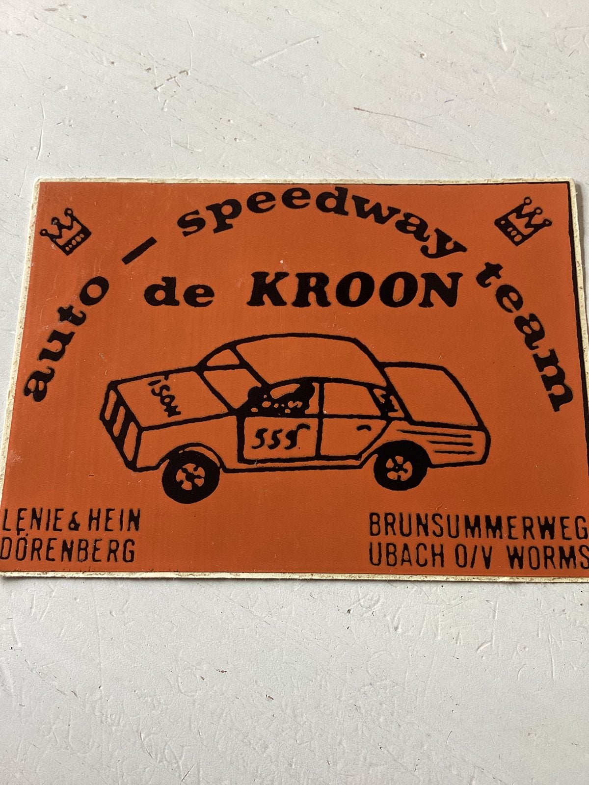 Sticker Auto Speedway Team De Kroon, Verzenden, Zo goed als nieuw, Sport