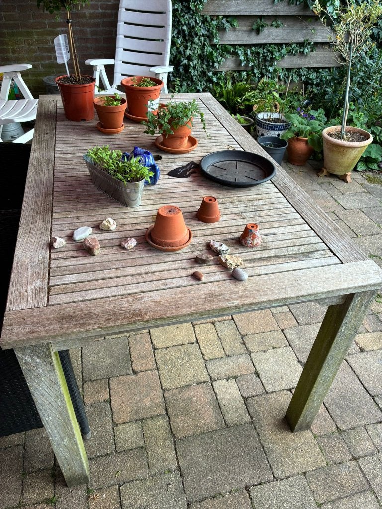 Tuintafel, Ophalen, Gebruikt, Rechthoekig, Teakhout