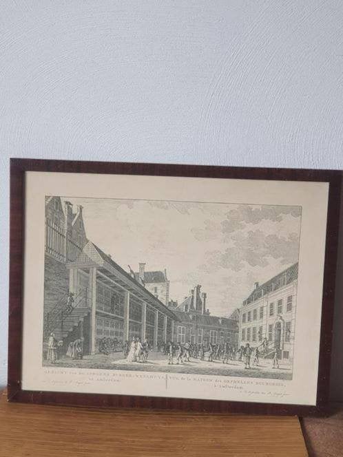 Prent gezicht burger weeshuis Amsterdam, Antiek en Kunst, Ophalen