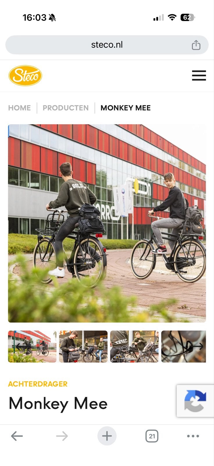 Steco Monkey Mee Achterdrager voor Fiets, Ophalen, Gebruikt