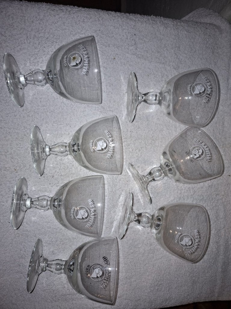 7 kristallen glazen Watou, jaren 1960-70, Ophalen of Verzenden, Nieuw, Bierglas