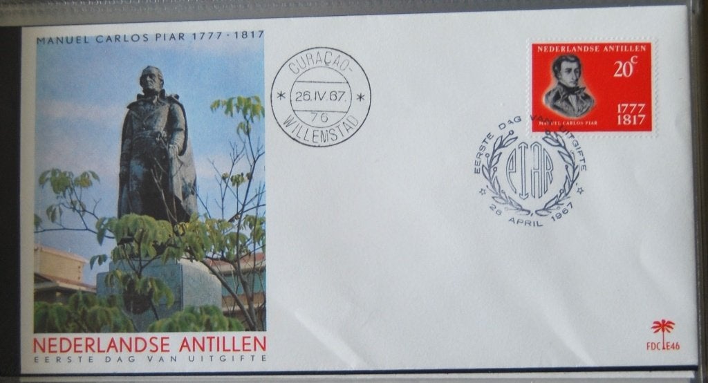 Nederlandse Antillen 1e dag envelop E46, Manuel Carlos Piar., Postzegels en Munten, Ophalen of Verzenden, Onbeschreven, Rest van de wereld