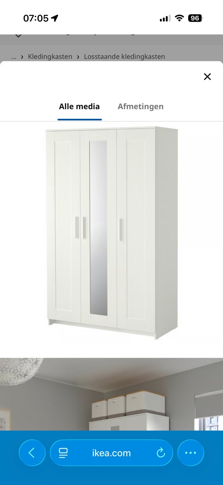 Brimnes ikea kledingkast, Huis en Inrichting, Kasten | Kledingkasten, Ophalen, 100 tot 150 cm, Zo goed als nieuw, 150 tot 200 cm