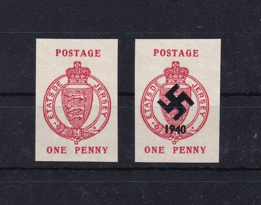X44A) 1940 WO2 Duitse bez Jersey 2x ongetand MNH geen gar, Verzenden, Postfris