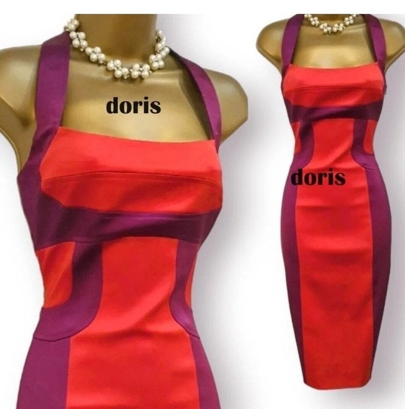 jurk Karen Millen maat 16/44 rood paars oksel tot oksel, Karen Millen, Maat 42/44 (L), Ophalen of Verzenden, Zo goed als nieuw