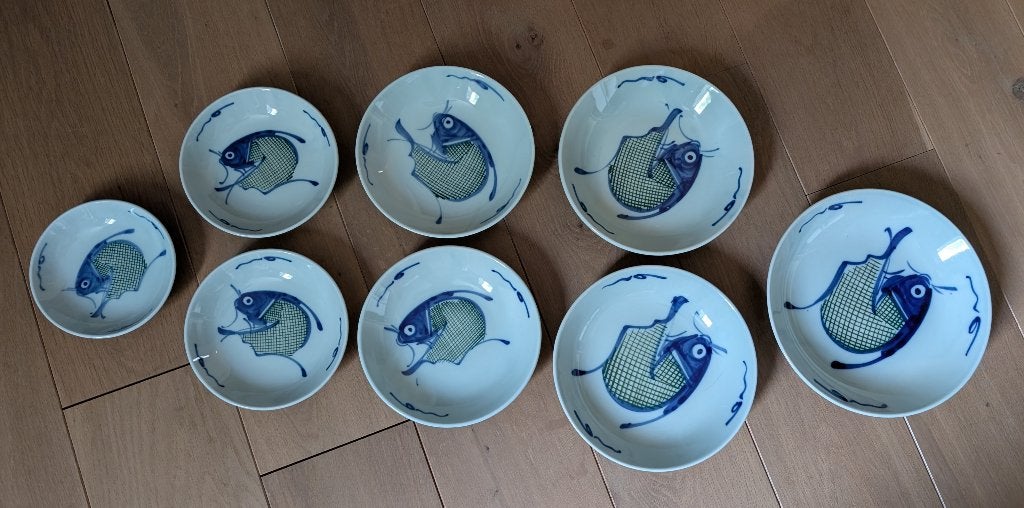 8-delige set Koi karper borden, Ophalen of Verzenden