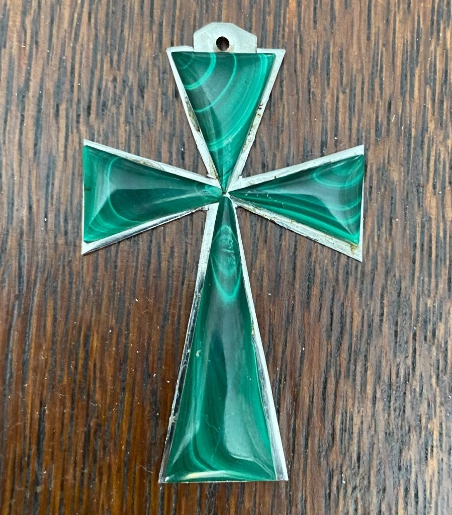 Edelsteen Malachiet kruisje 4,5 cm, Ophalen of Verzenden, Zo goed als nieuw, X, X