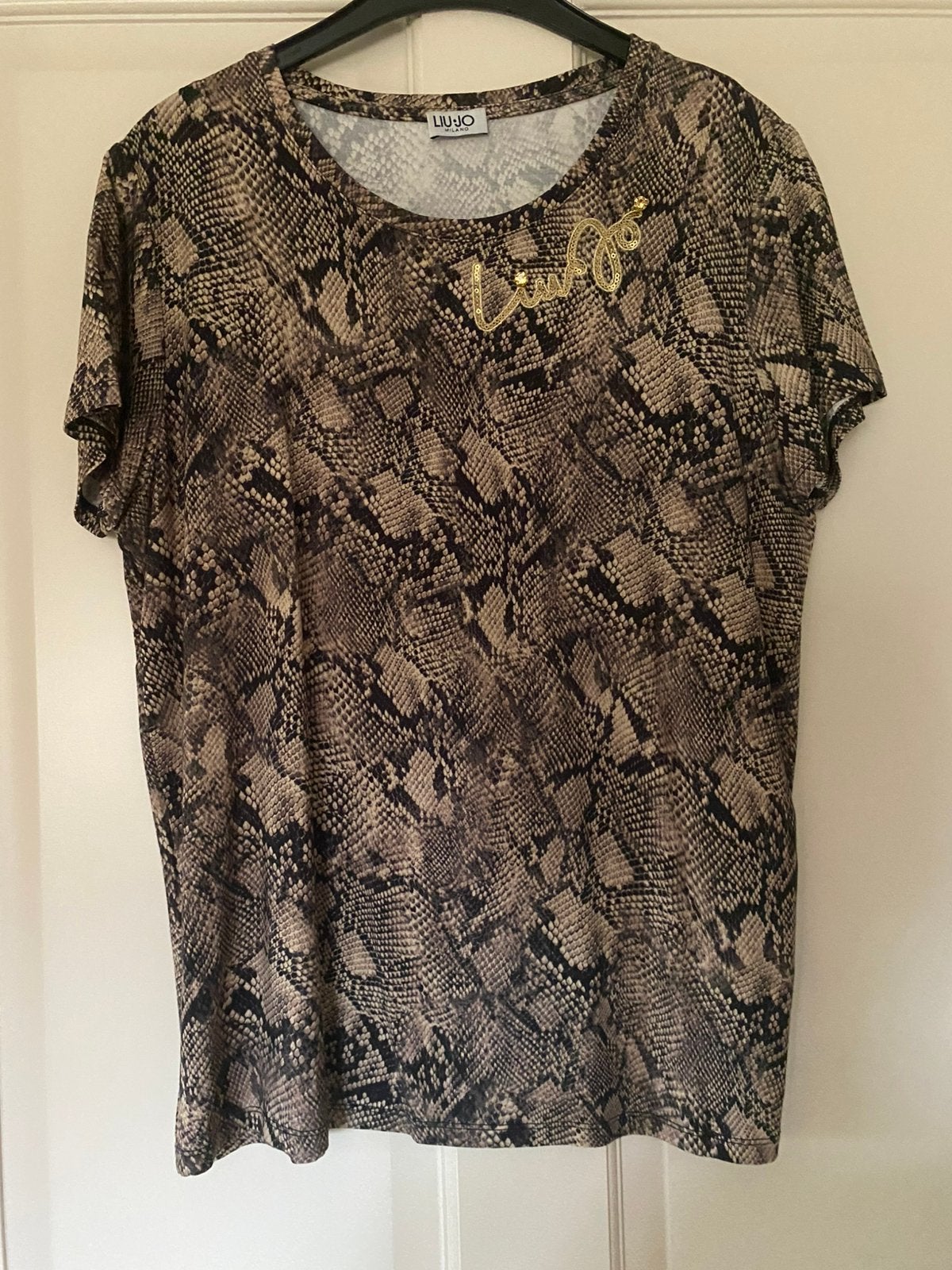 Liu jo soepel shirt/top snake zwart-beige mt. L/XL, Kleding | Dames, Beige, Maat 42/44 (L), Ophalen of Verzenden, Zo goed als nieuw