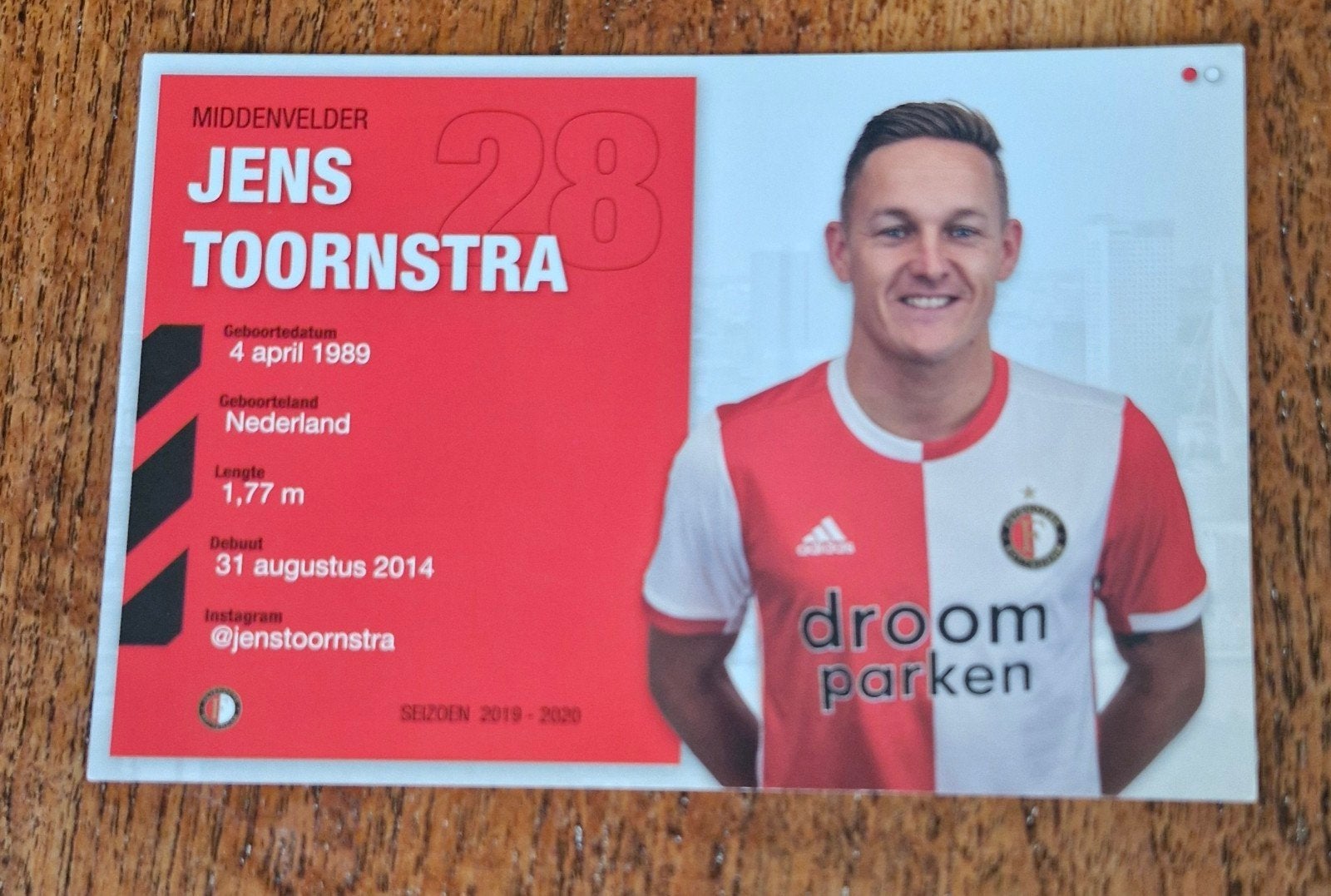 Jens Toornstra Feyenoord Spelerskaart 2019-2020, Ophalen of Verzenden, Zo goed als nieuw, Feyenoord, Spelerskaart