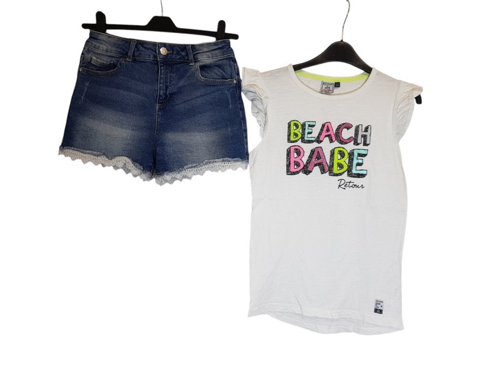 Gaaf wit RETOUR JEANS shirt maat 13/14- 158/164., Kinderen en Baby's, Kinderkleding | Maat 158, Zo goed als nieuw, Retour Jeans