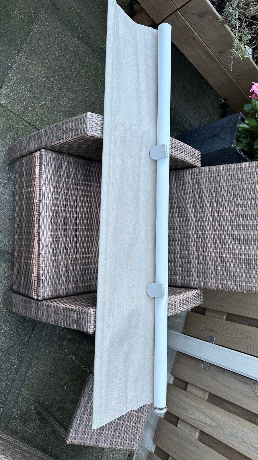 Veneta Screen Rolgordijn - Beige - 145 x150 cm, Ophalen, Gebruikt, Overige merken, Verduisterend