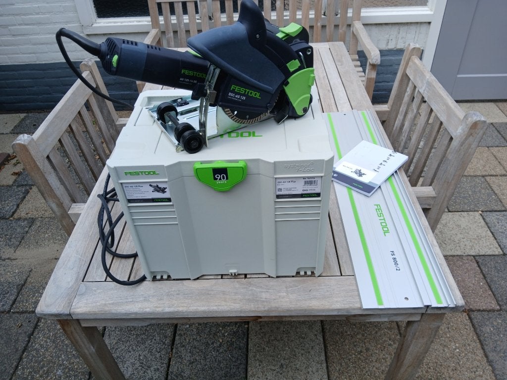 Festool DSG-AG 125 Plus met rail NIEUW, Ophalen of Verzenden, Nieuw, 1000 watt of meer, Haakse handslijpmachine