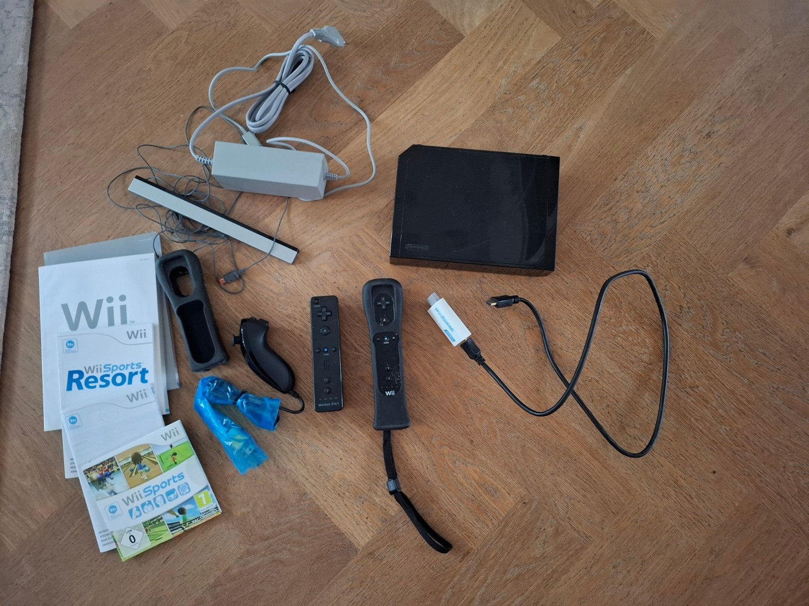Nintendo Wii Zwart spelconsole, Spelcomputers en Games, Ophalen, Gebruikt, Met 2 controllers