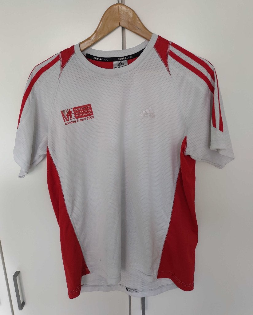 Hardloopshirt Marathon Rotterdam 2009 (korte mouw, maat L), Sport en Fitness, Adidas, Gebruikt, Ophalen of Verzenden, Kleding