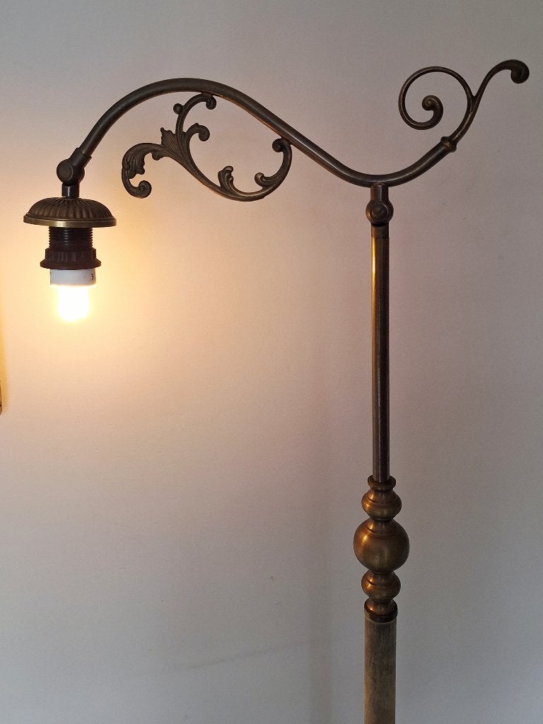 Vintage messing staande lamp, Ophalen, Gebruikt, Vintage, Metaal