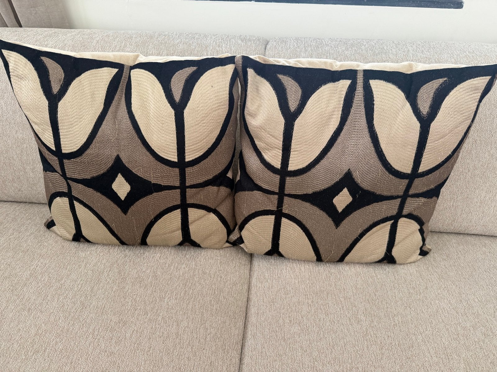 Colmore Kussens Set van 2 - 50x50 cm, Ophalen of Verzenden, Gebruikt, Beige, Vierkant