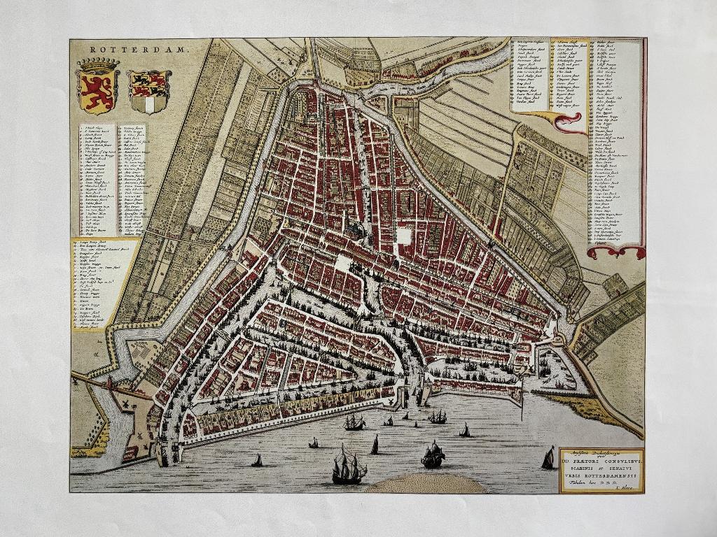 Herdruk kaart Rotterdam van Blaeu uit 1649, Landkaart, 1800 tot 2000, Nederland, Ophalen
