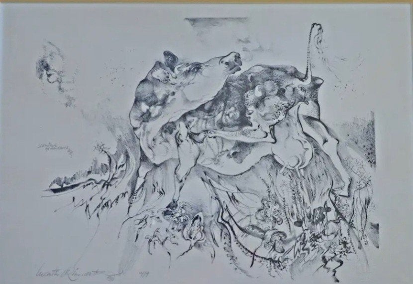 Vintage steendruk op handpers - Martin Linnartz (1979), Antiek en Kunst, Ophalen, Zeefdruk, Genummerd, 1950 - 1999