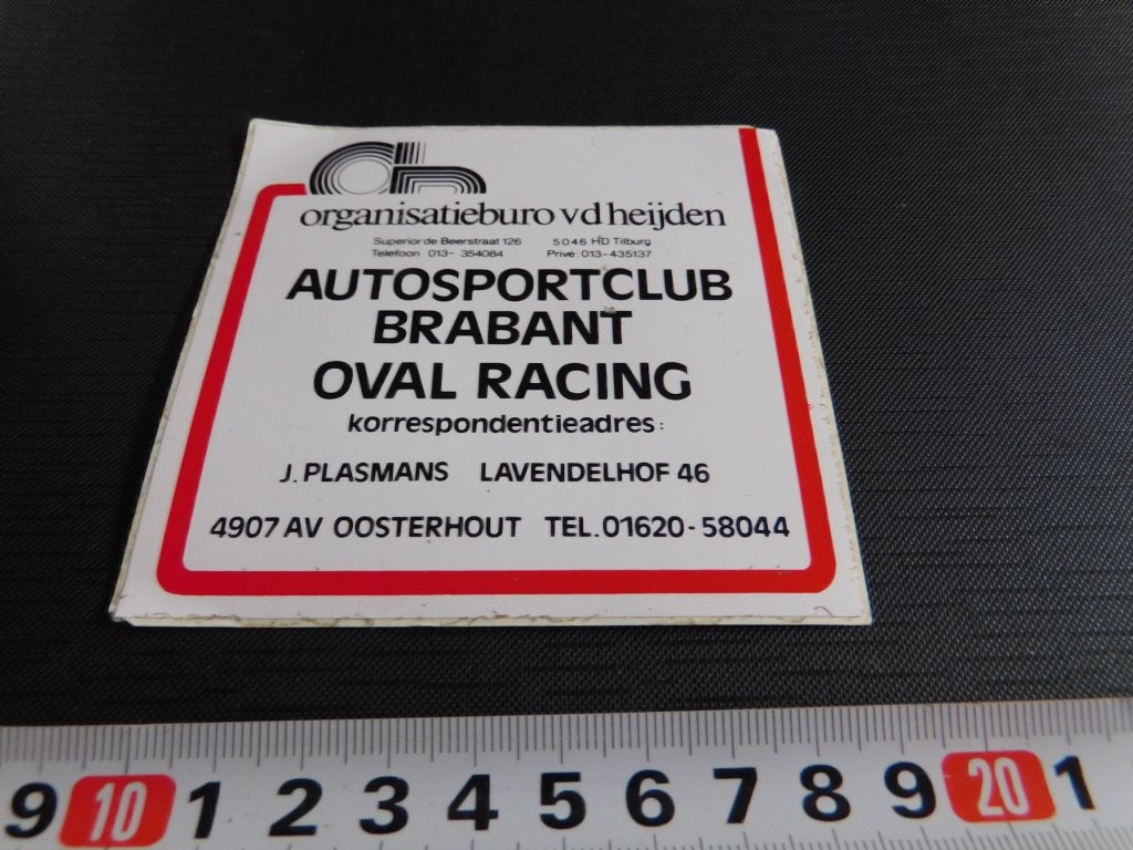 sticker Oosterhout Autosportclub Brabant Oval Ricing, Ophalen of Verzenden, Zo goed als nieuw