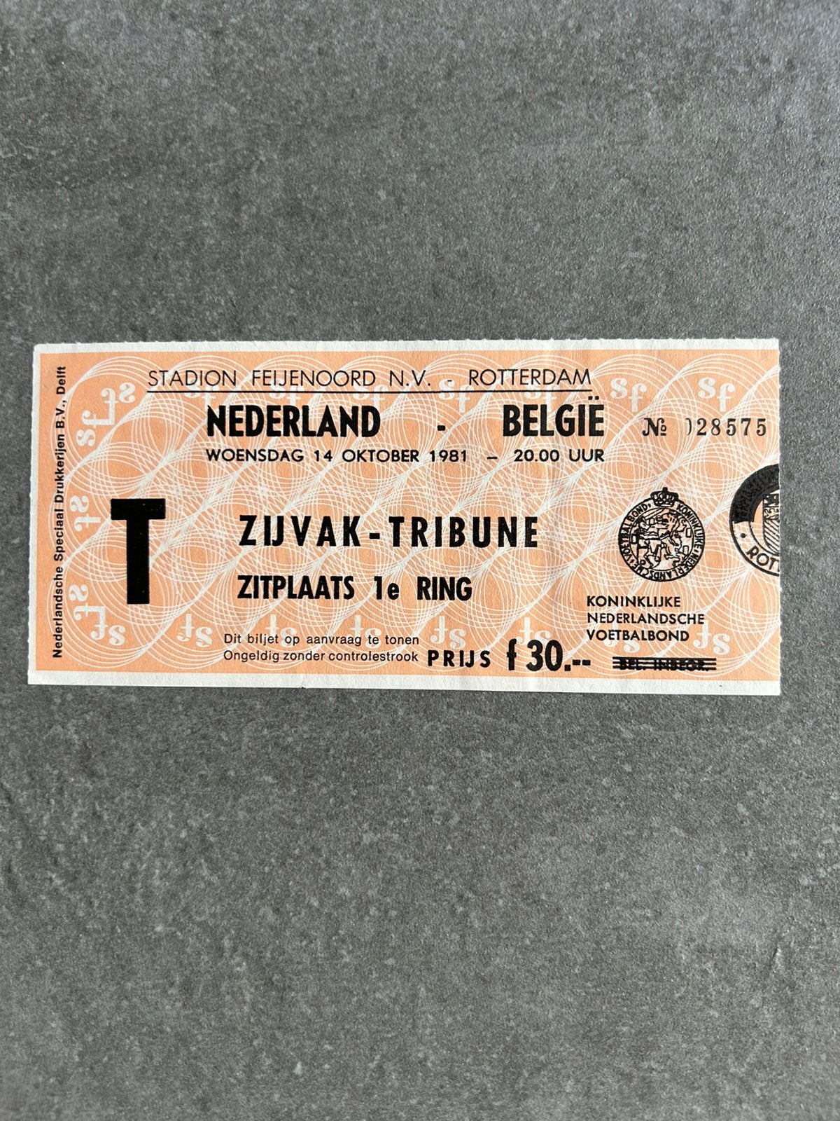 Nederland - België 1981 ticket, Ophalen of Verzenden, Overige binnenlandse clubs, Overige typen