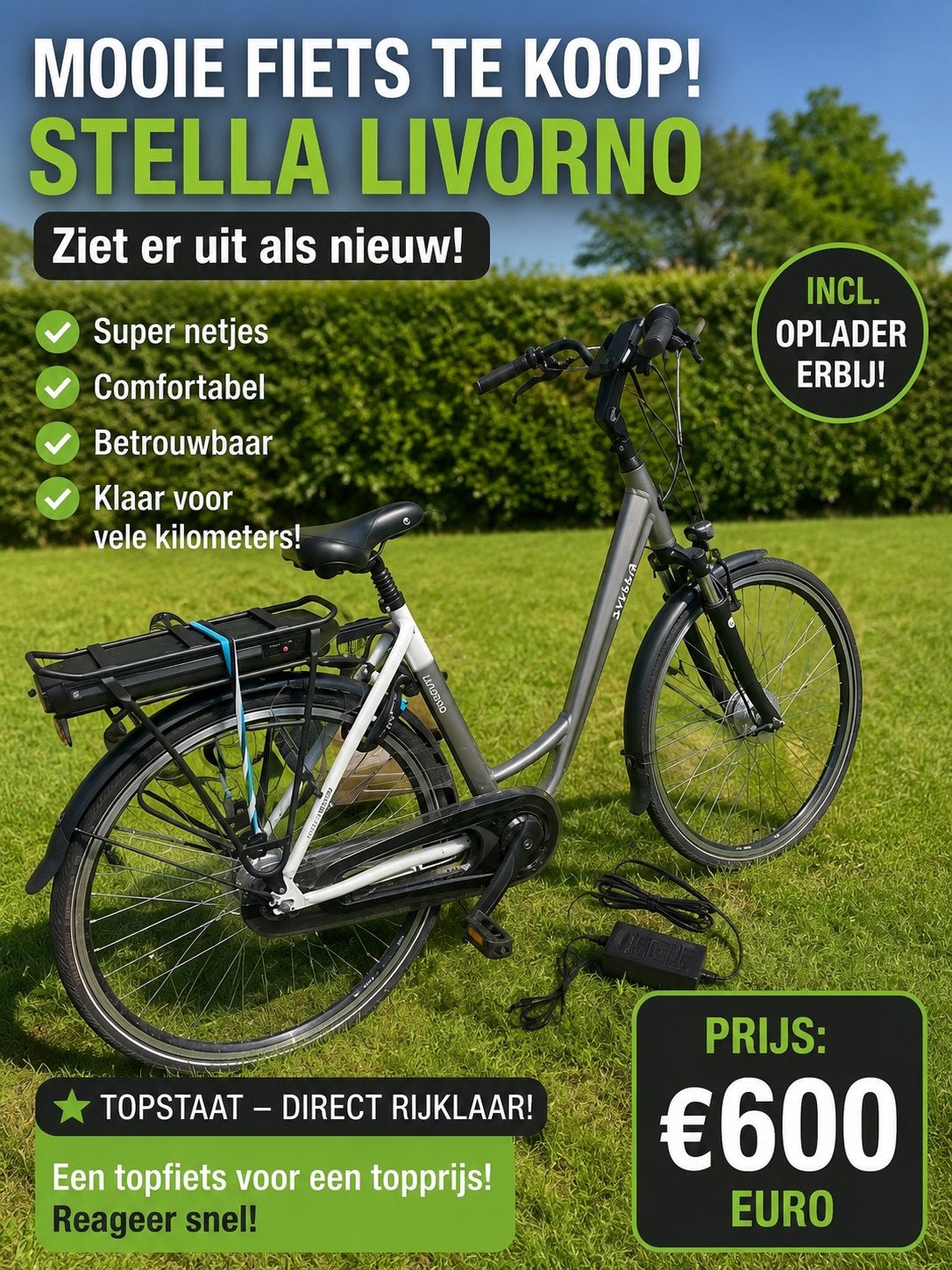 Elektrische fiets stella livorno, 51 tot 55 cm, Ophalen, Zo goed als nieuw, Overige merken