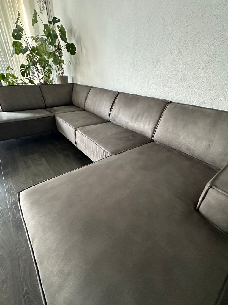 Luxe grijze u bank Hercules merk Goossens te koop, Huis en Inrichting, Banken | Bankstellen, Ophalen, Overige materialen, Minder dan 75 cm