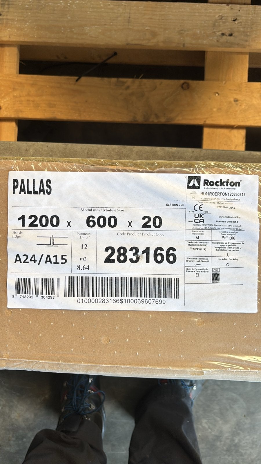 Rockfon Pallas Akoestische Plafondpanelen 1200x600x20mm, Ophalen, Nieuw, Overige materialen, 20 tot 50 mm