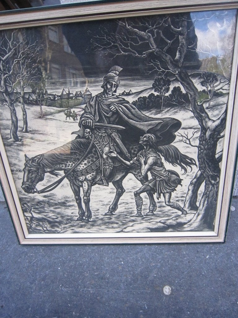 NICO BULDER, (p.Scheen) Mooie Houtsnede in Zilverkl lijstje, Antiek en Kunst, Ophalen of Verzenden, Mythologie, Houtsnede