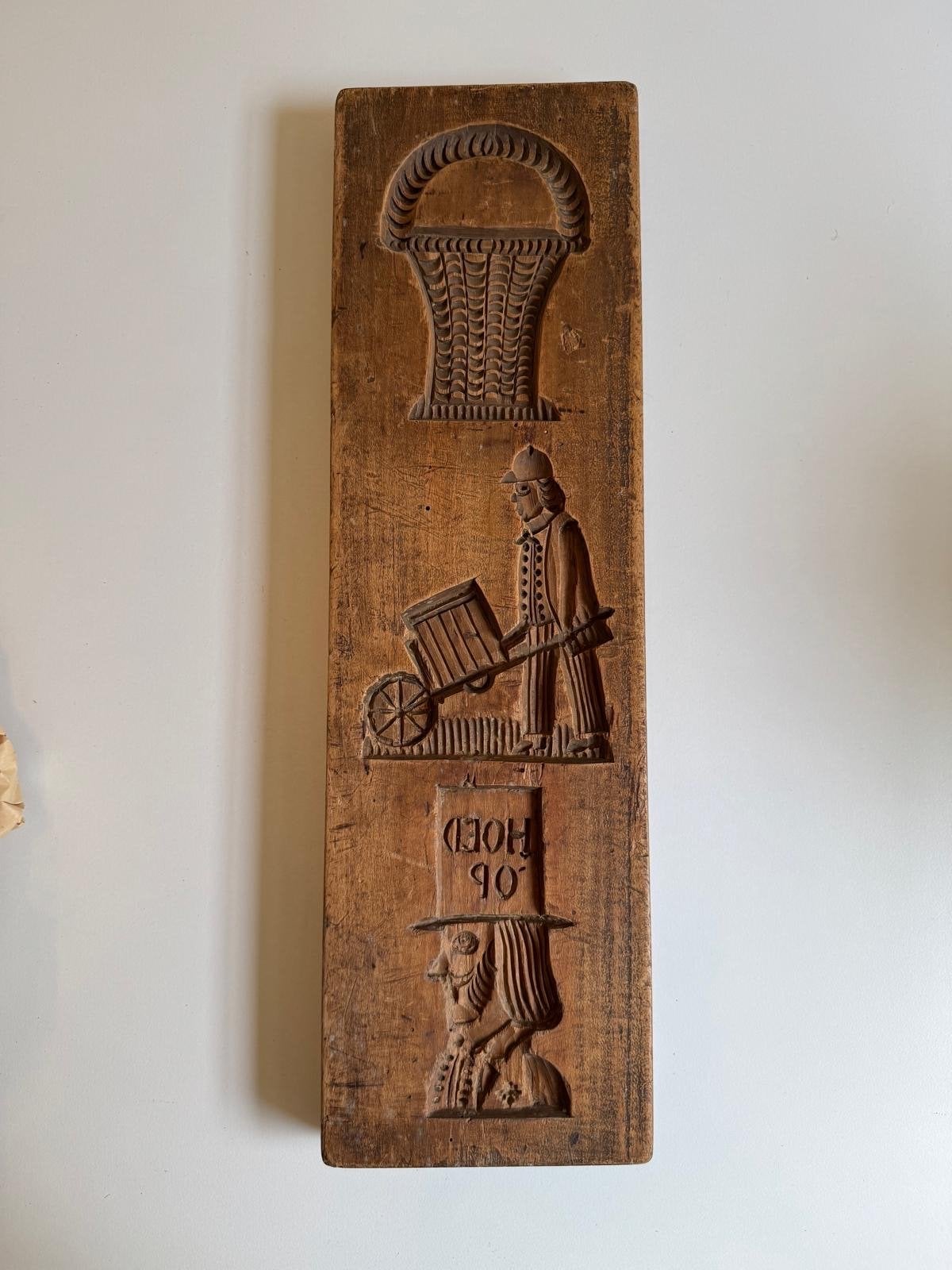 Antieke houten koekplank met diverse figuren, Ophalen of Verzenden
